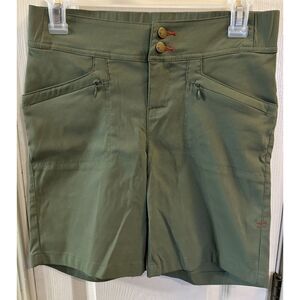 Toad & Co Flextime Womens Size 2 Green Nylon Hiking Outdoor Shorts 7.5 Inseam